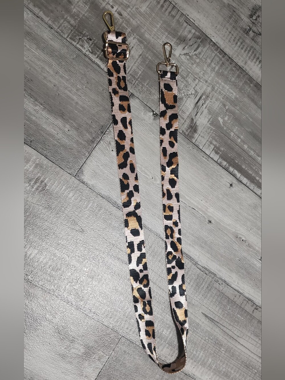 Leopard Print Adjustable Crossbody Strap in Tan and Black